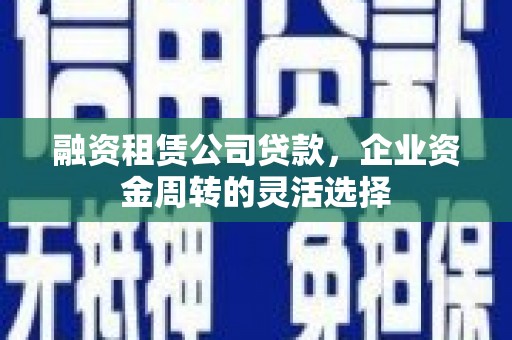 南山融资租赁公司贷款，企业资金周转的灵活选择