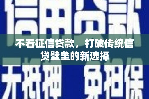 南山不看征信贷款，打破传统信贷壁垒的新选择