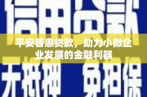 南山平安普惠贷款，助力小微企业发展的金融利器