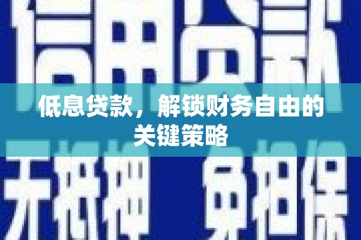 南山低息贷款，解锁财务自由的关键策略