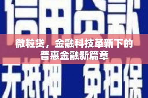 南山微粒贷，金融科技革新下的普惠金融新篇章