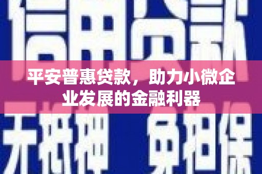 南山平安普惠贷款，助力小微企业发展的金融利器